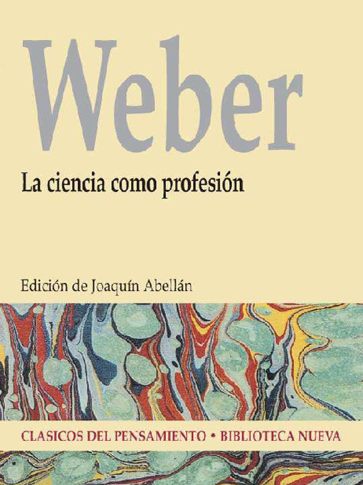 Detalles del título La ciencia como profesión de Max Weber - Disponible
